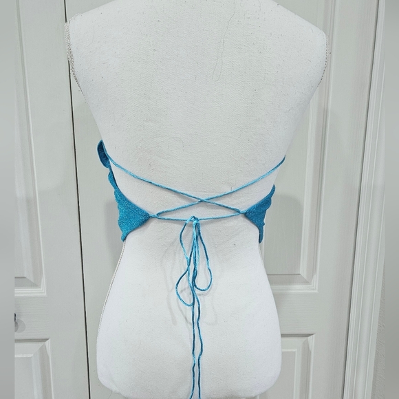 PRINCESS POLLY Glitter Tie Bandana Top Size 8 - Picture 3 of 7